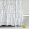 LumiParty Plain Colour Waterproof Corrugated Edge Shower Curtain Ruffled Bathroom Curtain Decoration-25 C18112201