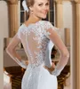 Elegant Long Sleeve Mermaid Dresses Lace Appliqued Beads Bridal Gowns Sweep Train V Neck Wedding Dress Vestidos De Noiva