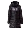 Vinter Ultra Light Long Down Coat Kvinnor Plus Storlek 7XL Varm Hoodie Jacket Vintage Black Höst Duck LM144