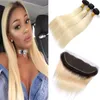 Peruvian Human Hair Bundles With 13X4 Lace Frontal Ear To ear 1B/613 Straight Hair Wefts With Frontal Pre Plucked 1B 613 Straight
