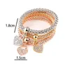 Kalp Charm Bilezikler Bilezik Kadınlar Takı Hediyeler için 3PCS Rose Gold Gümüş Popcorn Zinciri Aşk Kalp Rhinestone Kolye Bilezik ayarlar