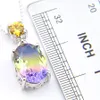 10 Pcs Luckyshine Bi colored Tourmaline Cubic Zirconia Gemstone 925 Silver Women's pendants Necklace Gift Charm With Chain Je289U