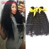 Cabelo glamoroso Indiano Indiano Malásia Brasileira Profunda Onda Curly Human Human Cabelo Extensões Máquina Feito Double WeT Weaves 3 Bundles / Lot