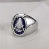 Roestvrij staal gratis vrijmetselaars vrijmetselaar verleden master signet ring newst uniek goud zilveren kompas vierkante zon gezicht blauwe lodg ring sieraden voor mannen