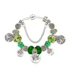 New green glass beads pendant bracelet for Pandora Silver-plated jewelry high quality DIY beaded ladies bracelet with original box birthday