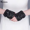 Mode-printemps femmes gants en cuir véritable conduite non doublé noir mode peau de chèvre gants sans doigts nouveauté GSL062