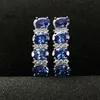 Partihandel-925 Sterling Silver Tanzanite Örhängen för Kvinnor Blå Sten Fina Smycken För Bröllop Y18110110