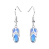 Mignon pantoufle blanc bleu opale de feu 925 boucles d'oreilles en argent Sterling mode femmes Zircon fête de mariage pendentif boucles d'oreilles 5324208