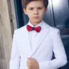 Bonito dois botões notch lapela crianças formal wear designer menino terno de casamento meninos traje feito sob encomenda jaqueta colete calças203g