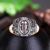 925 Sterling Silver Men Wedding Ring Vintage 10x14mm Oval Cabochon Semi Mount Ring Fit Amber Agate Turkusowe ustawienie