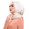 90x90cmイスラム教徒のハジャブ女性シルキーサテンプレーンの固体正方形ショールスカーフツイルイスラムヘッドラップ多機能ヘッドスカーフ7色
