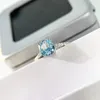 Fashion-designer blue ocean blue gemstone band edge drill S925 pure silver plated 18K gold fashionable female jewelry superior gift box