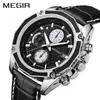 MEGIR Offizielle Quarz Männer Uhren Fashion Echtes Leder Chronograph Uhr Uhr für Sanfte Männer Männliche Studenten Reloj Hombre 2015