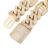 Nuovo 14MM Cuban Braccialetti di collegamento fuori ghiacciato Lab di lusso del diamante disegno 18K placcato oro Bracciali Mens