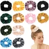 Sammet hår scrunchies dragkedja kvinnor scrunchy elastiska hårband flickor velour headwear hästsvans hållare pleuche hår slipsar liten väska