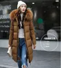 Women's Down Parkas Wholesale- 2020 New New Autumn Winter Big Fur Collar Hooded Slim Long Cotton-padded Jacket Warm Ladies Coat Female Outwear Parkas