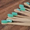 Nuovo design spazzolino da denti in bambù di colore misto Spazzolino da denti in legno ecologico Punta a setole morbide Spazzolino per igiene orale per adulti in carbone2927353