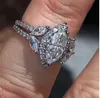 Hela storlek 6-10 Fashion Bang Ring Marquise Cut Diamond Real S925 Sterling Silver Wedding Engegement Rings Anniversary Band Jew300u
