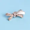 925スターリングシルバーボウチャームクリアCZブレスレットバングルジュエリーアクセサリーPandora Bowknot Charms