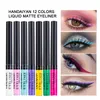 Handaiyan 12 Rainbow Colors Ciekłe Eyeliner Glitter Długotrwałe Wodoodporne Eye Liner Ciekły Płyn do powiek Pigment Cosmetic