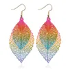 Vintage feuilles boucles d'oreilles de luxe Boho bohème feuille boucles d'oreilles évider boucles d'oreilles pour les femmes nouveaux bijoux de mode GB432335O