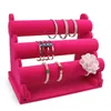 Black Velvet 3-Tier Jewelry Bracelet Watch Bangle Display Holder Stand Showcase T-bar Storage Collana Bangle Organizer