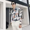 2019 Merk Streetwear Hawaiian Shirt Mannen Lange Mouwen Slim Fit Heren Shirts Camisa Social Masculina Floral Print Casual Shirts
