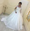 2020 moderne plus la taille robes de mariée arabe robe de bal robes de mariée manches longues bateau décolleté balayage train satin dentelle robe de mariée