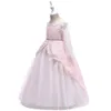 1 pz neonata abiti a maniche lunghe fiore di pizzo abito da sposa abito di sfera formale abiti da festa principessa costumi cosplay bambini Clo9193110