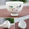 Handpainted Lotus Flower Design Tea Cups Set of 6 Chinese Porcelain Teacups Traditional Kung Fu Teaware Asian Housewarming Gifts