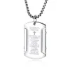 Mode rostfritt stål smycken män silver bibel tvärhalsband Skriften Square Pendant Chain Punk Mens Hip Hop Halsband för gåvor2909831