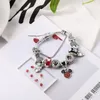 Ins fashion luxury designer cute bow cartoon diy diamond crystal European beads charms chain bangle bracelet for woman girls