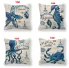 Turtle Printed Cushion Cover Pillows Cotton Linen Ocean Sea Horse Print Home Decor Pillowcase Octopus Sofa CushionS Case Party Gift