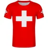 Zwitserland T-shirt DIY Free Custom Made Name Number Che T-shirt Nation Flags Ch Red German Country College Print Photo Kleding