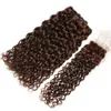 # 4 Marrom Escuro Molhado e Ondulado Cabelo Humano Lace Clsoure 4x4 com Feixes de Chocolate Marrom Onda de Água Do Cabelo Humano Brasileiro Tece com Fecho