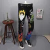 Skeleton Head Letter Printing Elastic Force Self-cultivation Black Leisure Time Pants Ephebe Personality Trend Hip-hop Jeans