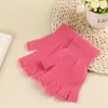 Mode femmes gants d'hiver 11 couleurs unisexe couleur unie tricot chaud mitaines demi-doigt élastique mode gants cadeaux de noël