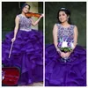 Beaded Purple Quinceanera Dresses Ruffles Scoop Neck Crystals Tiered Skirt Custom Made Beading Sweet 16 Birthday Party Prom Ball Gown 403