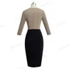 Bello-forefato Elegante contrasto Elegante Contrasto Colore Patchwork Abbigliamento per lavoro Vestidos Business Party Office Women Bodycon Dress B463