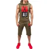 Active Fashion Casual Slim Fit Abbigliamento da uomo Set di tute da uomo Estate Abbigliamento sportivo Abiti stampati Tuta sportiva Gilet con cappuccio Top Short Trend