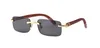 Mode Büffelhorn Mann Retro Holz Sonnenbrille Herren und Damen schwarz braun transparente Linse rahmenlos Sporthaltung Fahren glas210Z