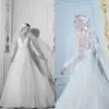 2020 Modest ELIE SAAB Elegante A-Linie Brautkleider mit V-Ausschnitt, langen Ärmeln, Spitze und Schärpe, Brautkleider, Sweep-Zug, Robe de Mari￩e