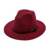 Classic Belt Buckle Decor Women Wool Felt Fedora Wide Brim Jazz Hats dames panama chapeau formel Carnival Fascinator Hats8992609