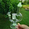 7 Inch Hookahs Glow In The Dark Ball Glass Bong Showerhead Percolator Oil Dab Rigs Slitted Donut Perc 14mm Joint Water Pipes With Bowl