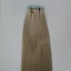 Tape in Human Hair Extensions 40 stks Dubbelzijdig Plap Haar 100g Rechte Remy op zelfklevende Invisible PU-inslagverlenging 14 kleuren kiezen