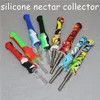 20pcs Nectares de silicone com dica de titânio de 14 mm Portátil mini néctar de vidro palha de palha fumando tubo de silício DHL