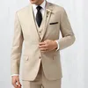 Nouvelle Arrivée Beige Homme Travail Costume Marié Tuxedos Notch Lapel Hommes De Mariage Robe De Bal 3 pièces Costumes (Veste + Pantalon + Gilet + Cravate) K183