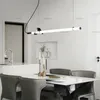 LED Acrylic Tube Pendant Lamp Minimalist Iron Suspension Light Cafe Bar Office Meeting Dinning Room Creative Hanging Lighting