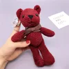 LLavero de muñeco de oso de peluche, llavero con hebilla de lazo, llavero de osos de patas largas, juguetes de peluche, regalo, cadena de llaves de Color puro simple, antidesgaste