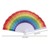 Kreativitet Rainbow Folding Fan Home Decoration Craft Stage Performance Dance Fan